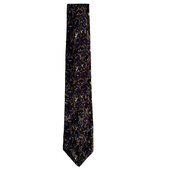Christian Dior Brown Blue  Men Tie - Picture 2 of 6